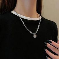 Fashion Heart Shape Butterfly Alloy Pearl Plating Women's Layered Necklaces Pendant Necklace 1 Piece sku image 6