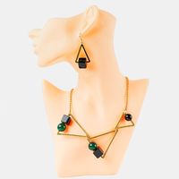Elegant Luxurious Triangle Alloy Plating Inlay Acrylic Resin 18k Gold Plated Women's Earrings Necklace main image 1