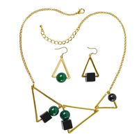 Elegant Luxurious Triangle Alloy Plating Inlay Acrylic Resin 18k Gold Plated Women's Earrings Necklace main image 4