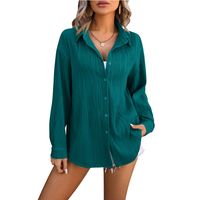 Women's Blouse Long Sleeve Blouses Casual Classic Style Waves Solid Color main image 2