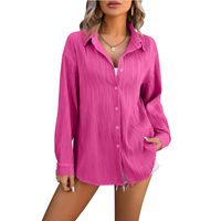 Women's Blouse Long Sleeve Blouses Casual Classic Style Waves Solid Color main image 4
