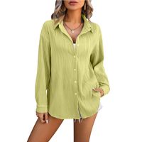 Women's Blouse Long Sleeve Blouses Casual Classic Style Waves Solid Color main image 5