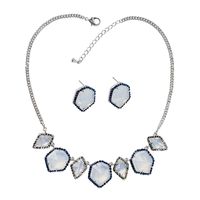 Glam Luxurious Geometric Copper Plating Inlay Glass Glass Stone Platinum Plated Earrings Necklace main image 3