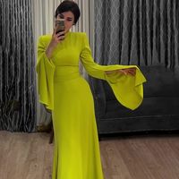 Women's Sheath Dress Elegant Classic Style High Neck Long Sleeve Solid Color Maxi Long Dress Daily main image 4
