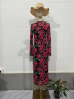 Women's Regular Dress Elegant Round Neck Long Sleeve Flower Maxi Long Dress Daily Street sku image 2