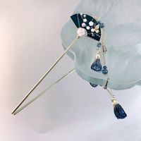 Women's Chinoiserie Retro Sector Flower Alloy Plating Hairpin sku image 1