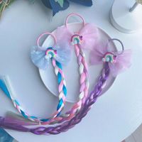Girl's Cute Rainbow Chemical Fiber Contrast Collar Net Yarn Bowknot Hair Tie Party Headpieces main image 5