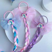 Girl's Cute Rainbow Chemical Fiber Contrast Collar Net Yarn Bowknot Hair Tie Party Headpieces main image 4