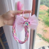 Girl's Cute Rainbow Chemical Fiber Contrast Collar Net Yarn Bowknot Hair Tie Party Headpieces sku image 1