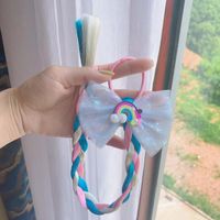Girl's Cute Rainbow Chemical Fiber Contrast Collar Net Yarn Bowknot Hair Tie Party Headpieces sku image 2