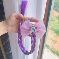 Girl's Cute Rainbow Chemical Fiber Contrast Collar Net Yarn Bowknot Hair Tie Party Headpieces sku image 3