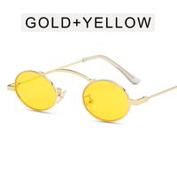 Casual Retro Solid Color Ac Oval Frame Full Frame Women's Sunglasses sku image 6