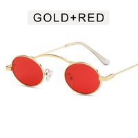 Casual Retro Solid Color Ac Oval Frame Full Frame Women's Sunglasses sku image 4