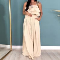 Daily Street Women's Casual Classic Style Solid Color Polyester Ruffles Pants Sets Pants Sets sku image 1