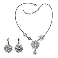 Glam Shiny Flower Alloy Inlay Artificial Pearls Glass Zircon Women's Earrings Necklace main image 3