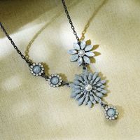 Glam Shiny Flower Alloy Inlay Artificial Pearls Glass Zircon Women's Earrings Necklace main image 5