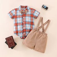 Casual Color Block Cotton Boys Clothing Sets sku image 1