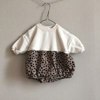 Vintage Style Color Block Cotton Baby Rompers sku image 7