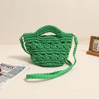 Women's Small Cotton Solid Color Vintage Style Classic Style Square Magnetic Buckle Straw Bag main image 3