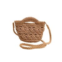 Women's Small Cotton Solid Color Vintage Style Classic Style Square Magnetic Buckle Straw Bag main image 2