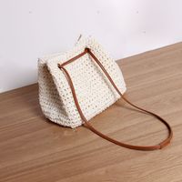 Women's Medium Straw Solid Color Classic Style Square String Shoulder Bag sku image 1