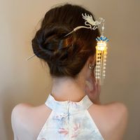 Women's Chinoiserie Flower Butterfly Metal Hairpin main image 4