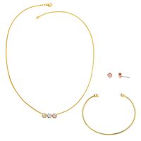 Copper Rose Gold Plated White Gold Plated Gold Plated Elegant Retro Geometric Inlay Zircon Bracelets Earrings Necklace main image 4