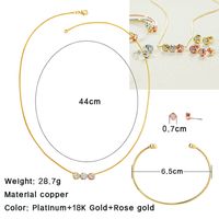 Copper Rose Gold Plated White Gold Plated Gold Plated Elegant Retro Geometric Inlay Zircon Bracelets Earrings Necklace main image 2