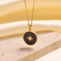304 Stainless Steel 18K Gold Plated Vintage Style Simple Style Commute Polishing Plating Star Acrylic Pendant Necklace main image 1