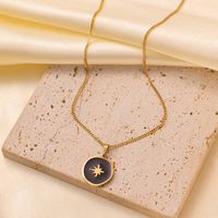 304 Stainless Steel 18K Gold Plated Vintage Style Simple Style Commute Polishing Plating Star Acrylic Pendant Necklace main image 3