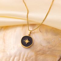 304 Stainless Steel 18K Gold Plated Vintage Style Simple Style Commute Polishing Plating Star Acrylic Pendant Necklace main image 4