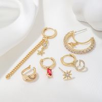 Brass Cute Sweet Geometric Plating Inlay Zircon Drop Earrings main image 5
