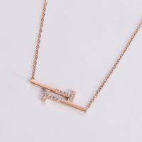 Stainless Steel 18K Gold Plated Rose Gold Plated Elegant Luxurious T Shape Zircon Necklace main image 4