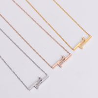 Stainless Steel 18K Gold Plated Rose Gold Plated Elegant Luxurious T Shape Zircon Necklace main image 1