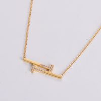 Stainless Steel 18K Gold Plated Rose Gold Plated Elegant Luxurious T Shape Zircon Necklace sku image 2