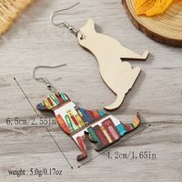 1 Pair Cute Book Animal Wood Silver Plated Drop Earrings sku image 1