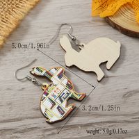 1 Pair Cute Book Animal Wood Silver Plated Drop Earrings sku image 4