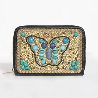 Women's Butterfly Pu Leather Side Zipper Wallets sku image 2