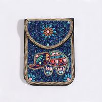 Women's Small Pu Leather Elephant Flower Vintage Style Square Magnetic Buckle Crossbody Bag main image 5
