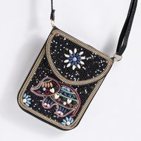 Women's Small Pu Leather Elephant Flower Vintage Style Square Magnetic Buckle Crossbody Bag sku image 4