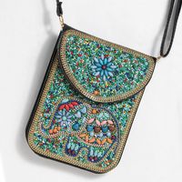 Women's Small Pu Leather Elephant Flower Vintage Style Square Magnetic Buckle Crossbody Bag sku image 15