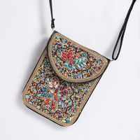 Women's Small Pu Leather Elephant Flower Vintage Style Square Magnetic Buckle Crossbody Bag sku image 8