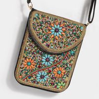 Women's Small Pu Leather Elephant Flower Vintage Style Square Magnetic Buckle Crossbody Bag sku image 28