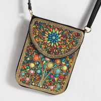 Women's Small Pu Leather Elephant Flower Vintage Style Square Magnetic Buckle Crossbody Bag sku image 23