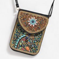 Women's Small Pu Leather Elephant Flower Vintage Style Square Magnetic Buckle Crossbody Bag sku image 44