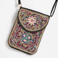 Women's Small Pu Leather Elephant Flower Vintage Style Square Magnetic Buckle Crossbody Bag sku image 48
