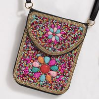 Women's Small Pu Leather Elephant Flower Vintage Style Square Magnetic Buckle Crossbody Bag sku image 40