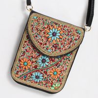 Women's Small Pu Leather Elephant Flower Vintage Style Square Magnetic Buckle Crossbody Bag sku image 35