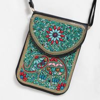 Women's Small Pu Leather Elephant Flower Vintage Style Square Magnetic Buckle Crossbody Bag sku image 43