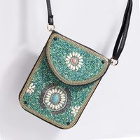 Women's Small Pu Leather Elephant Flower Vintage Style Square Magnetic Buckle Crossbody Bag sku image 11